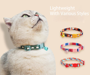 <span class=keywords><strong>Collar</strong></span> de Poliéster para Perro o Gato con Hebilla de Plástico de Seguridad, <span class=keywords><strong>Collar</strong></span> para Mascotas con Campana Pequeña de Colores y Estampado - Product Image 3