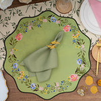 Service de table 6 pièces motif cygnes floraux avec sets de table, serviettes et sous-assiettes pour décoration de table de fête, fabriqué en Chine, Zhejiang
