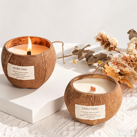 Bougie en Coque de Noix de Coco Biologique, Écologique, en Cire de Soja Naturelle, avec Mèche en Bois, Faite à la Main, Aromathérapie, Vente en Gros, Personnalisable