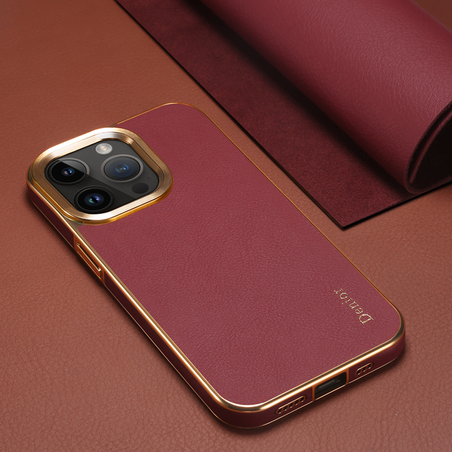 For iPhone 18 Pro Max Phone Case Electroplating Luxury Smooth Hand Feel Leather 17 16 Plus 15 14 Pro 13 12