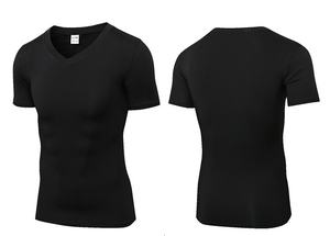 Camiseta de Manga Corta con Cuello en V para Hombre, Corte Ajustado, Alta Elasticidad, Secado Rápido, para Fitness, Running, Entrenamiento, Camiseta Más Vendida - Product Image 3