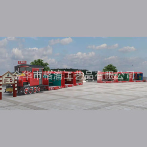 Custom Large Metal <b>Train</b> Engine And Carriages <b>Outdoor</b> Public Playground Sculpture For Park Display - Product Image 1