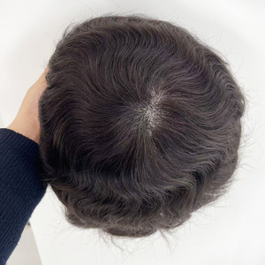 Nouvelle perruque pour homme AUS, en dentelle, ondulée naturelle, système capillaire de qualité supérieure, nouée à la main, cheveux humains indiens coupés # 1B - Product Image 1