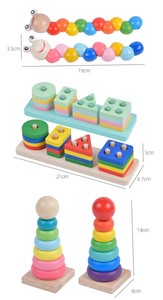 Juguete Educativo Temprano Montessori de Madera, Juego de Actividades Multifunción para Bebés <span class=keywords><strong>y</strong></span> Niños Pequeños, Xilófono de Tonos, Torre Arcoíris, Habilidades Motoras Finas - Product Image 3