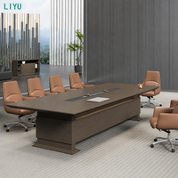 Ensemble de table de conférence moderne LIYU avec chaises - Table de salle de réunion en bois robuste pour la maison, le bureau, la salle à manger, 12 places, mobilier commercial