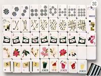 Ensemble de Mahjong de Luxe Moderne à Trois Couches Bicolore Vert Rose en Cristal, Tuiles Mini Pliables Portables pour 4 Joueurs, pour Table de Jeu