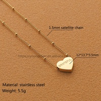 Collier avec pendentif mini cœur pour femme, chaîne satellite, gravure personnalisée, affirmation positive, cadeau significatif en forme de cœur