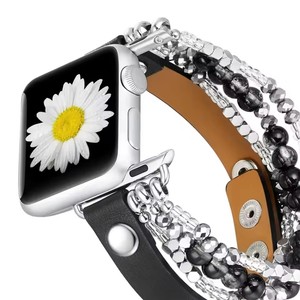 Correa de Reloj Inteligente de Cuero y Aleación de Zinc con Cuentas Elásticas para Relojes de 38/42 mm, Correa Elegante y de Lujo para Mujer - Product Image 2