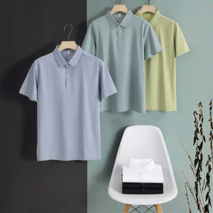 เสื้อเชิ๊ตผู้ชายออกแบบได้เองสำหรับธุรกิจฤดูร้อนแขนสั้นระบายอากาศได้ดีผ้าไนลอนสแปนเด็กซ์กอล์ฟสีทึบดีไซน์เรียบง่าย - Product Image 3