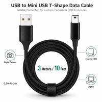 Cable USB 2.0 a Mini USB, Cable Trenzado de Nailon, Carga Rápida, Sincronización de Datos, Cable en Forma de T Mini B para Disco Duro Externo, Cámara, Dashcam, PS3