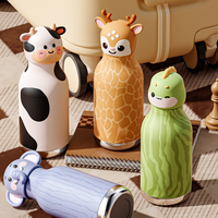 Bouteille d'eau isotherme en acier inoxydable classique de 450 ml avec couvercle en silicone motif animal mignon