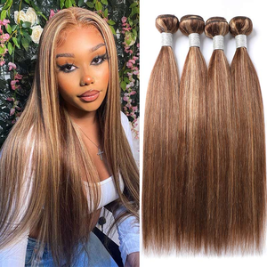 Extensions de cheveux lisses ombrées blondes de qualité salon, en fibre résistante à la chaleur, de 12 à 36 pouces, en promotion - Product Image 1