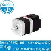 Moteur pas à pas hybride Kaifull NEMA 17 24V avec frein 1.6A 31N.cm 2 phases axe 5.0mm KST-42D22-M-0010 pour axe Z CNC DIY 3D