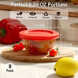 Factory 5pcs Hot Sale Eco Friendly Round Home Decor Clear Heat Resistant With Lid Fruit Salad Food Glass Bowl <b>Set</b> - Product Image 2