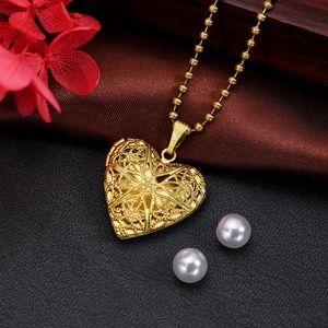 Bijoux Vintage à la mode unisexe en laiton brut pendentif à breloque collier fleur coeur Photo médaillon collier pour Couple famille cadeaux - Product Image 5