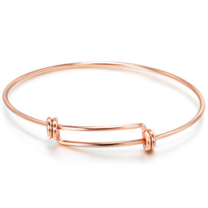 Minimalist Titanium Steel Bangle Rose Gold And Gold <b>Adjustable</b> Unisex Fashion Jewelry Gift <b>Bracelet</b> For Women And Men - Product Image 5