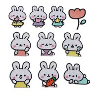 Kawaii Bunny zelfklevende borduurpatches, cartoon konijn tulp wortel hart ster stick-on badge voor kinderkleding tas reparatie