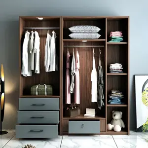China Factory Customized Wardrobe Design Wooden Clothes Walk in Wardrobe Cupboards For Bedroom Wardrobe