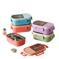 Boîte à lunch compartimentée en acier inoxydable 304 - Boîte à lunch portable pour enfants, légère, pour salades, fruits et repas