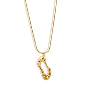 สร้อยคอทรงเรขาคณิตสแตนเลสสตีลสำหรับผู้หญิง ชุบทอง 18K สไตล์มินิมอลแบบโชคเกอร์ - Product Image 2