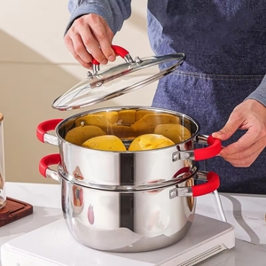 XYL All in One <span class=keywords><strong>Cookware</strong></span> Juegos de 16 piezas Mango de silicona Cacerola de acero inoxidable Sartén Cacerola Juego de ollas para sopa - Product Image 5