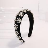 Serre-tête large rembourré en perles, fait main, avec perles d'imitation, pour usage quotidien et mariages