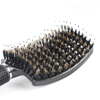 Brosse démêlante démêlante pour cheveux bouclés avec picots en poils de sanglier et dents en nylon, peigne de massage du cuir chevelu, outils de coiffure pour la maison et le salon