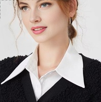 Ecoparty Femme Chiffon crypté Long Col pointu Faux Col Professionnel Casual Décoration Collier