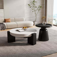 Ensemble de tables basses convertibles contemporaines à plateau en faux marbre, extensibles, mobiles, à hauteur réglable, montage facile, pour salon