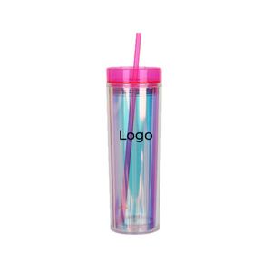 Vasos de Doble Pared con Cambio Gradual de Color, Personalizados con Logotipo, Reutilizables, Aislados, Delgados, para Agua y Bebidas - Product Image 1