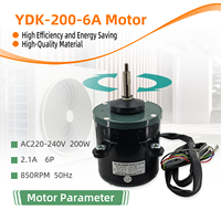 Moteur de ventilateur monophasé YDK-200-6A, remplacement OEM, 200W, 50Hz, 850 tr/min, 6 pôles, classe F, pour unité extérieure de climatiseur Midea