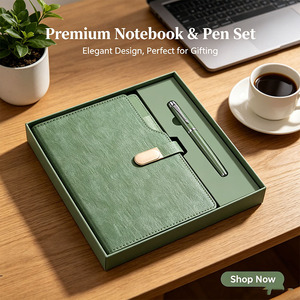 Ensemble de luxe personnalisé en cuir PU, cuir souple au toucher de la peau, ensemble de bloc-notes A5 pratique pour le bureau, journal avec stylo pour les affaires - Product Image 6