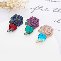 Anting Wanita Bunga Mawar Zirkonia Berlapis Tembaga Gaya Perhiasan Glamor untuk Gaun Malam, Pesta, dan Acara
