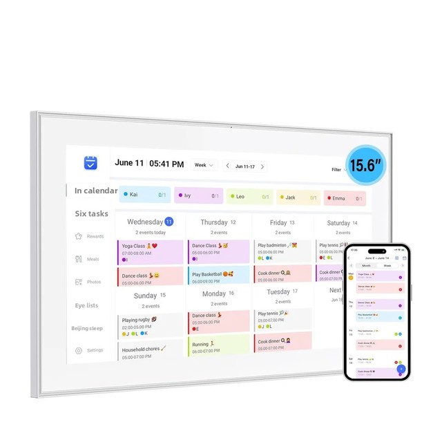 15.6 Inch Touch Digital Photo Frame 32GBMemory 72%sRGB 1920*1080P FHD IPS Smart Calendar Chore Chart Wall Share Photos