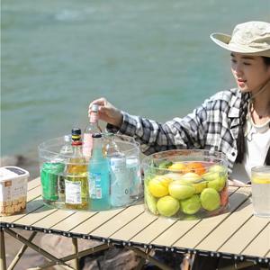 Bassin d'eau pliable portable, grand bac rond de 17x30 cm, seau de rangement pour fruits, conteneur pliable en PVC pour pique-nique et voyage - Product Image 4