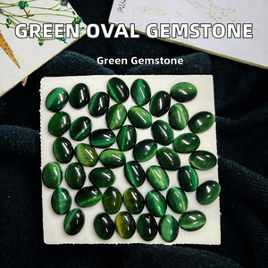 Pierres précieuses naturelles œil de tigre vert, malachite, lapis-lazuli, cabochons ovales polis, 5x7mm à 18x25mm - Product Image 2