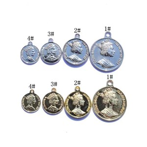 Pendentif pièce de monnaie vintage en alliage, plaqué or et argent, composants de bijoux DIY pour boucles d'oreilles, bracelets, colliers, vente en gros - Product Image 2