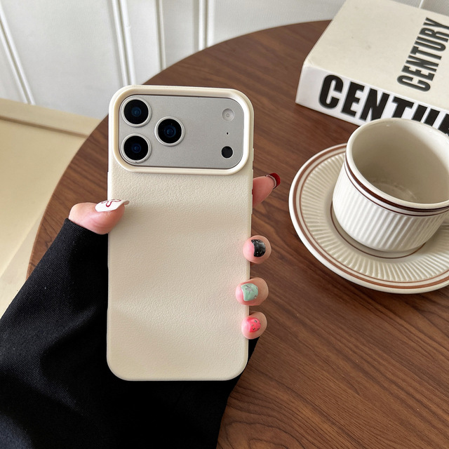 Simple Solid Color Litchi Pattern Shockproof Matte Phone Case for IP17promax for 14/15/16Pro 13/12 Soft