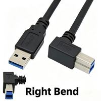 Kabel Printer USB3.0 Kecepatan Tinggi Berbahan Tembaga Murni dengan Port Berbentuk Siku 90 Derajat (USB-A Male ke USB-B Male) untuk PC