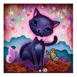 Ever Moment — peinture diamant motif chat et papillon, décoration murale DIY, cadeau pour enfants, artisanat artistique, 3F1995