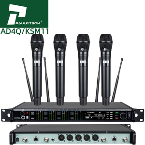 <span class=keywords><strong>Microfono</strong></span> Wireless <span class=keywords><strong>Professionale</strong></span> Paulkitson AD4Q, 4 Canali UHF 470-940mhz, <span class=keywords><strong>Microfono</strong></span> da Studio e Palco con Auricolare e <span class=keywords><strong>Lavalier</strong></span> - Product Image 1