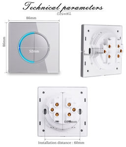 1/2/3/4 갱 1/2 방법 벽 빛 스위치 대형 조리개 LED 백라이트 유리 패널 블랙 - Product Image 4