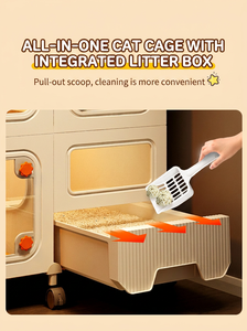Cage pour <span class=keywords><strong>chat</strong></span> et chien en plastique, pour l'intérieur, avec bac à litière intégré, compacte, gain de place, villa pour <span class=keywords><strong>chat</strong></span>, maison pour animaux de compagnie avec organisateur mural en panneau perforé - Product Image 6