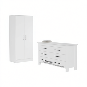 Juego de dormitorio Canaan de 2 piezas, armario y cómoda blancos, 6 cajones, diseño moderno y minimalista para muebles de dormitorio - Product Image 1