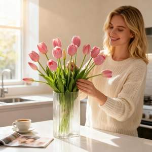 Vente en gros d'usine, fleurs artificielles en tulipes à toucher réel, de haute qualité, pour la décoration de mariage et de la maison, tulipes artificielles - Product Image 4