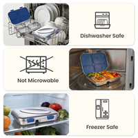 Boîte à lunch en gros en acier inoxydable SUS 304 pour étudiants, 4 compartiments, étanche, avec couvercle en silicone vert, idéale pour l'école, la famille et les pique-niques