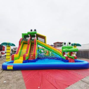 Parc aquatique gonflable de qualité commerciale avec toboggan crocodile, structure aquatique gonflable, et combo château gonflable aquatique - Product Image 1