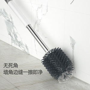 แปรงขัดห้องน้ำพร้อมฐานตั้ง ด้ามยาว ซิลิโคน TPR ทนทาน รูปทรงกลม ทำความสะอาดง่าย รุ่นตั้งพื้น - Product Image 4