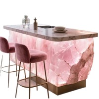Beleuchtete Kristall-inspirierte Luxus-Acryl-Bartheke mit Transparentem Design Maßgefertigt für Gewerbeflächen; Quadratische Form