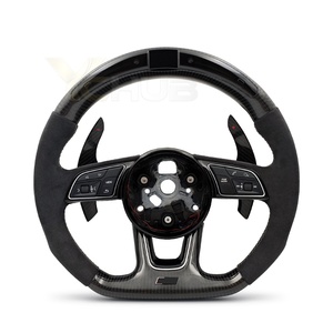 Volant en cuir et fibre de carbone avec mode RS et LED pour <span class=keywords><strong>Audi</strong></span> A3 A4 A5 A6 A7 C6 C7 C8 S3 S4 S5 S6 B7 B8 B9 Q5 Q7 RS3 RS5 RS7 - Product Image 1
